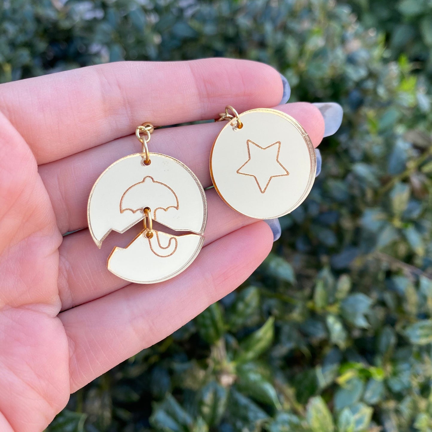 Squid Game Inspired Dalgona Honeycomb Broken Mirror Acrylic Earrings