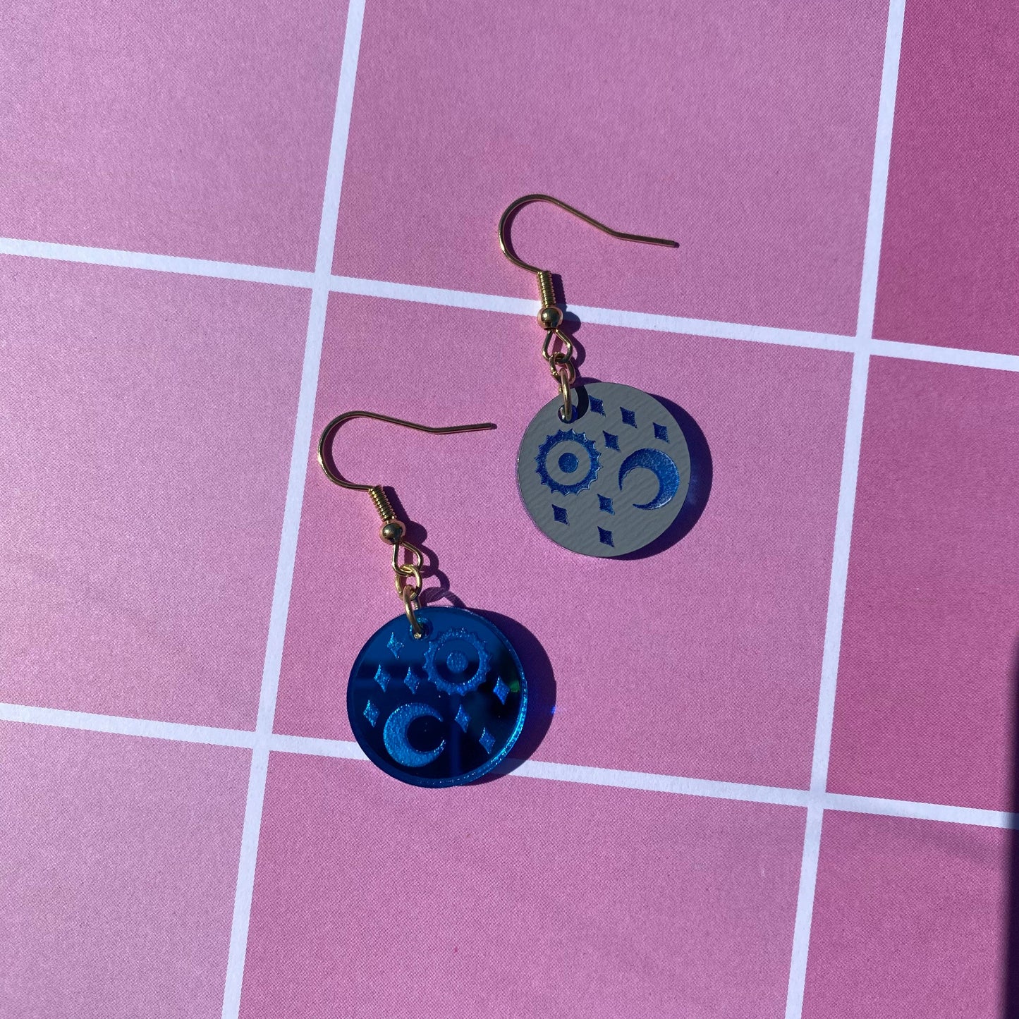 Blue Goddess Mirror Acrylic Earrings