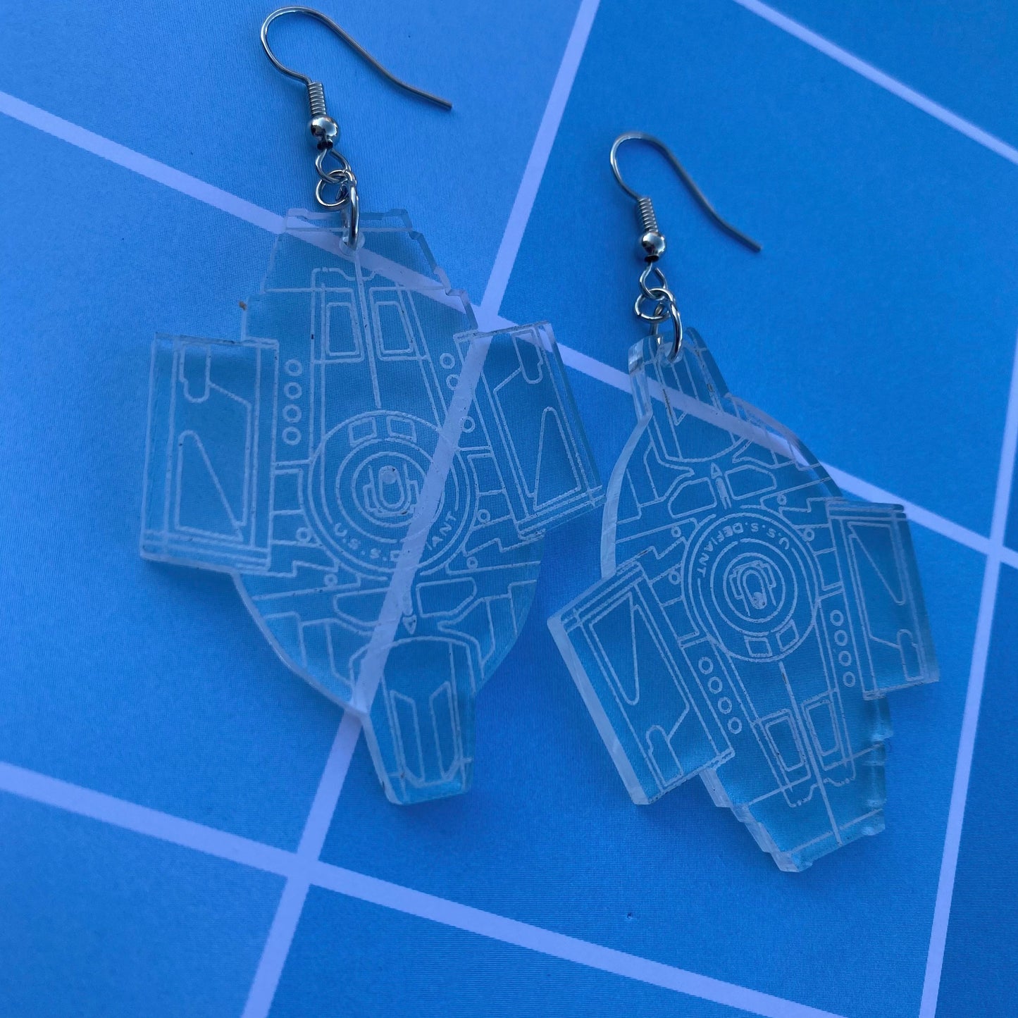 Star Trek Deep Space 9 Inspired Cloaked USS Defiant Ship Earrings