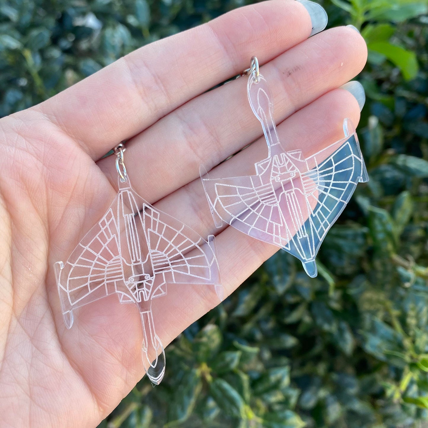 Star Trek Inspired Romulan Warbird Cloaked Acrylic Earrings