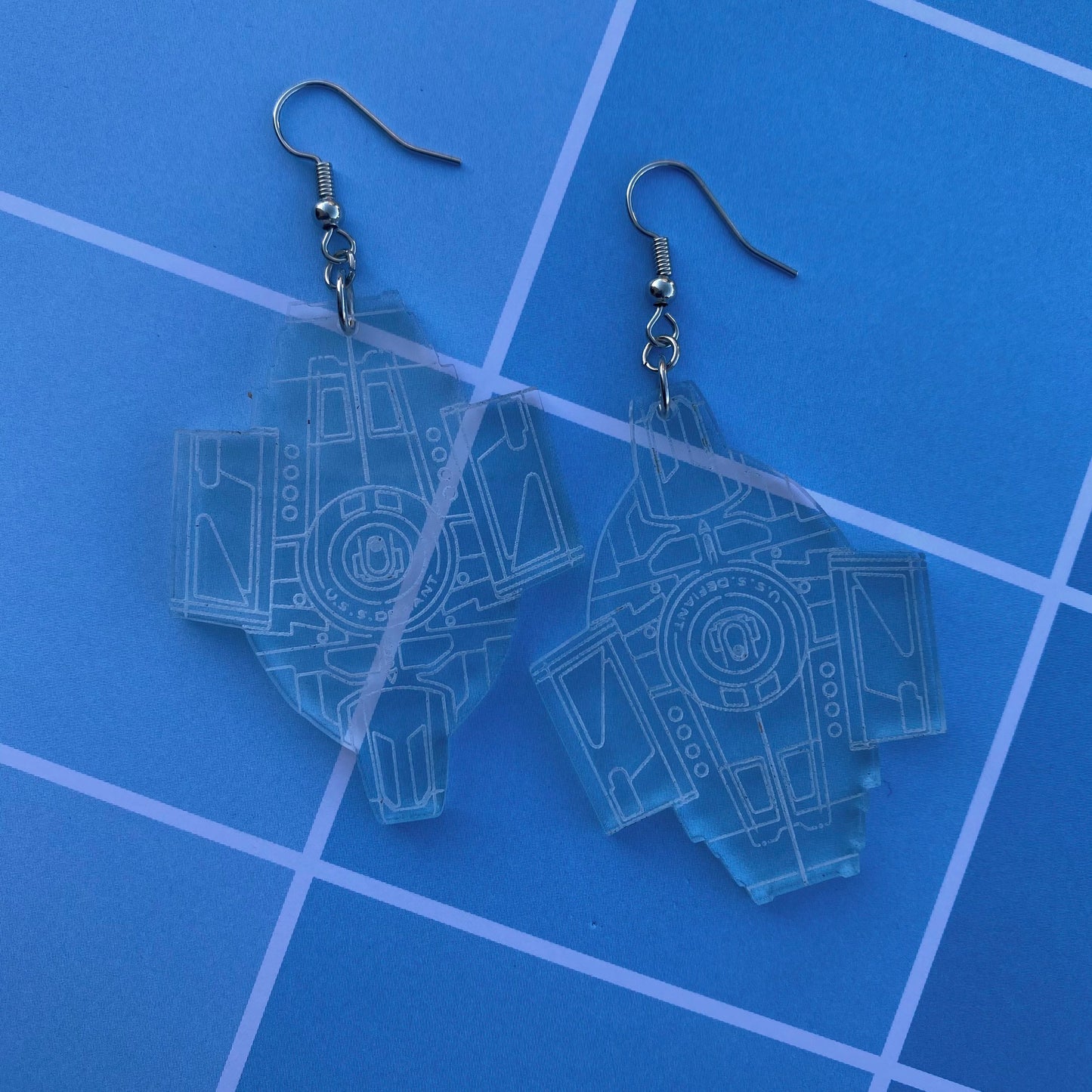 Star Trek Deep Space 9 Inspired Cloaked USS Defiant Ship Earrings