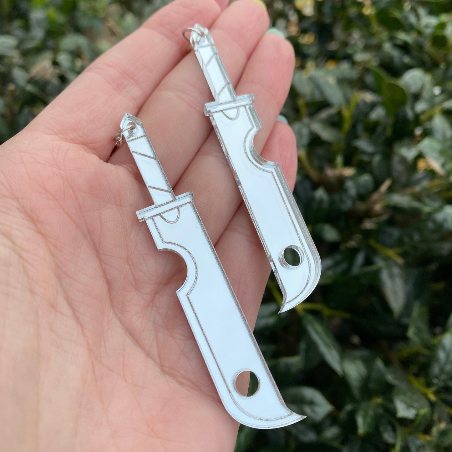 Mist Demon Long Sword Mirror Backed Acrylic Earrings