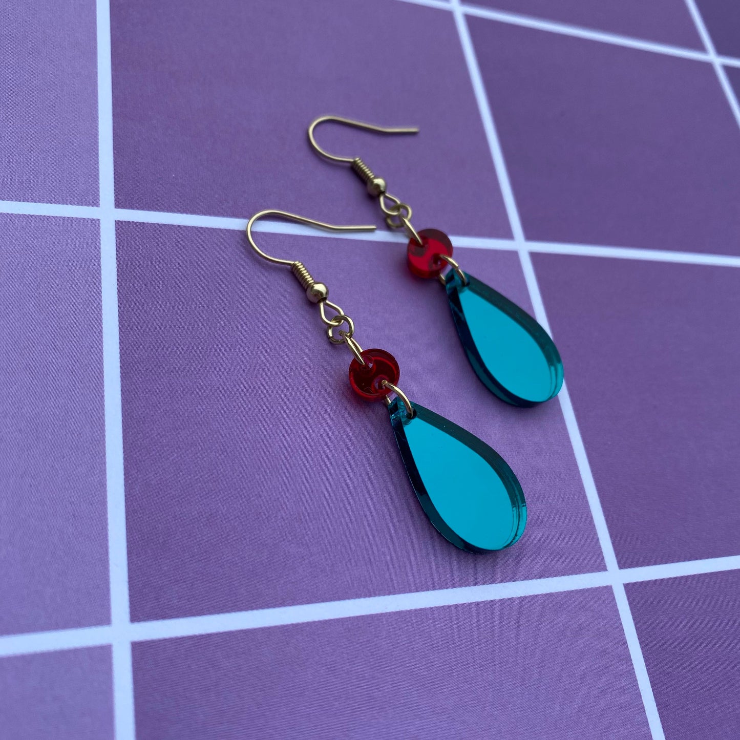 Dreamy Evergreen Mirror Backed Acrylic Drop Earrings