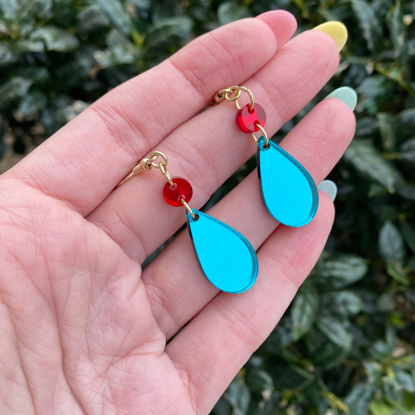 Dreamy Evergreen Mirror Backed Acrylic Drop Earrings