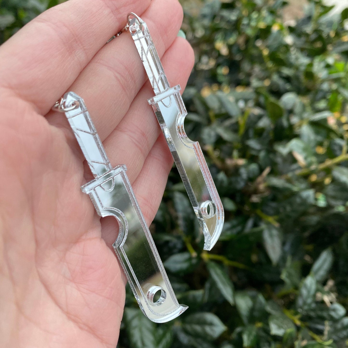 Mist Demon Long Sword Mirror Backed Acrylic Earrings