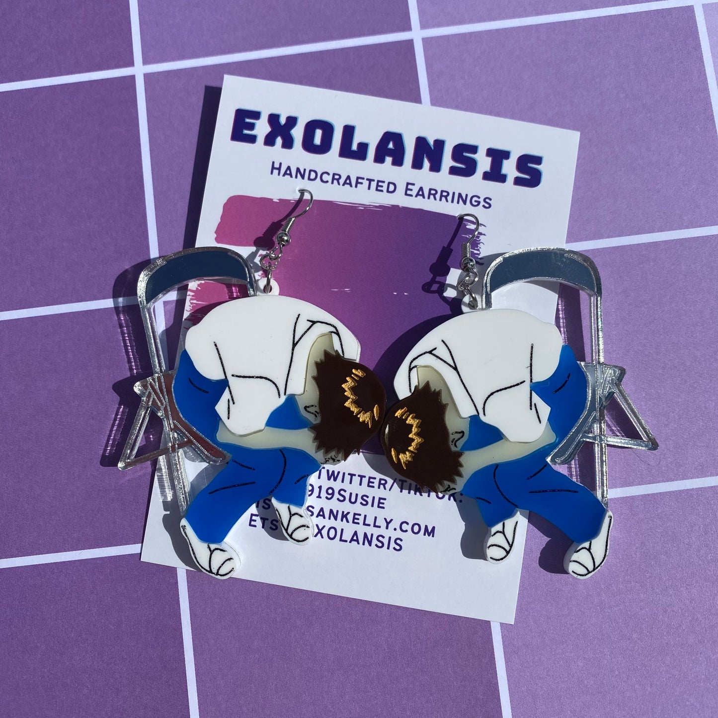 NGE Sad Shinji in Chair Acrylic Earrings