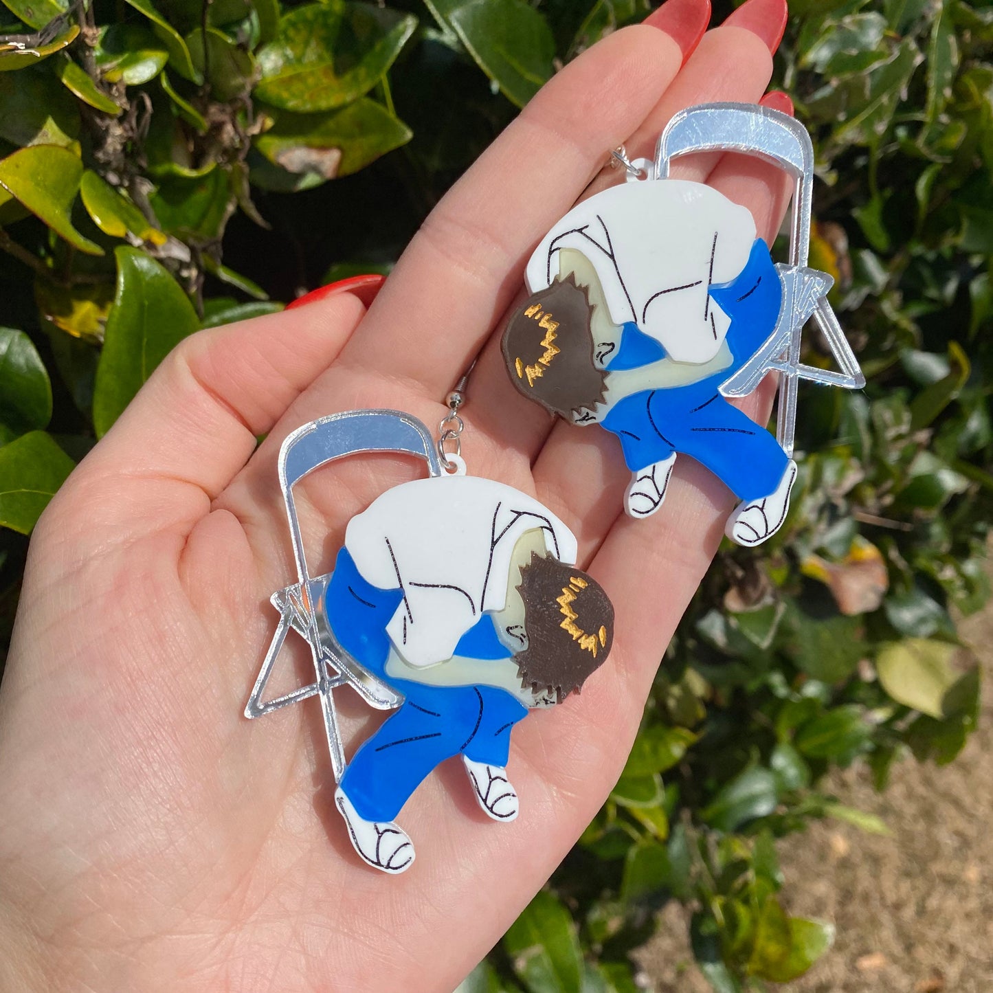 NGE Sad Shinji in Chair Acrylic Earrings