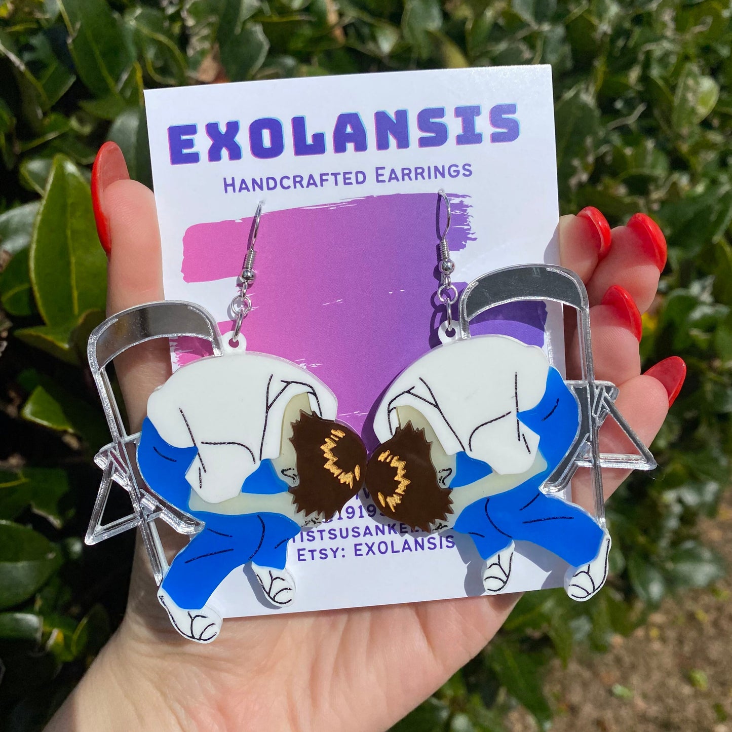 NGE Sad Shinji in Chair Acrylic Earrings