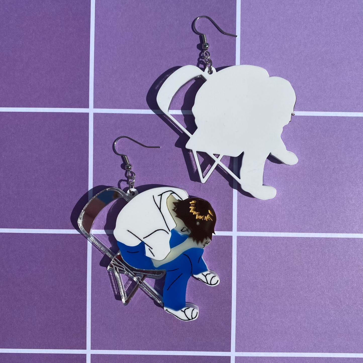 NGE Sad Shinji in Chair Acrylic Earrings