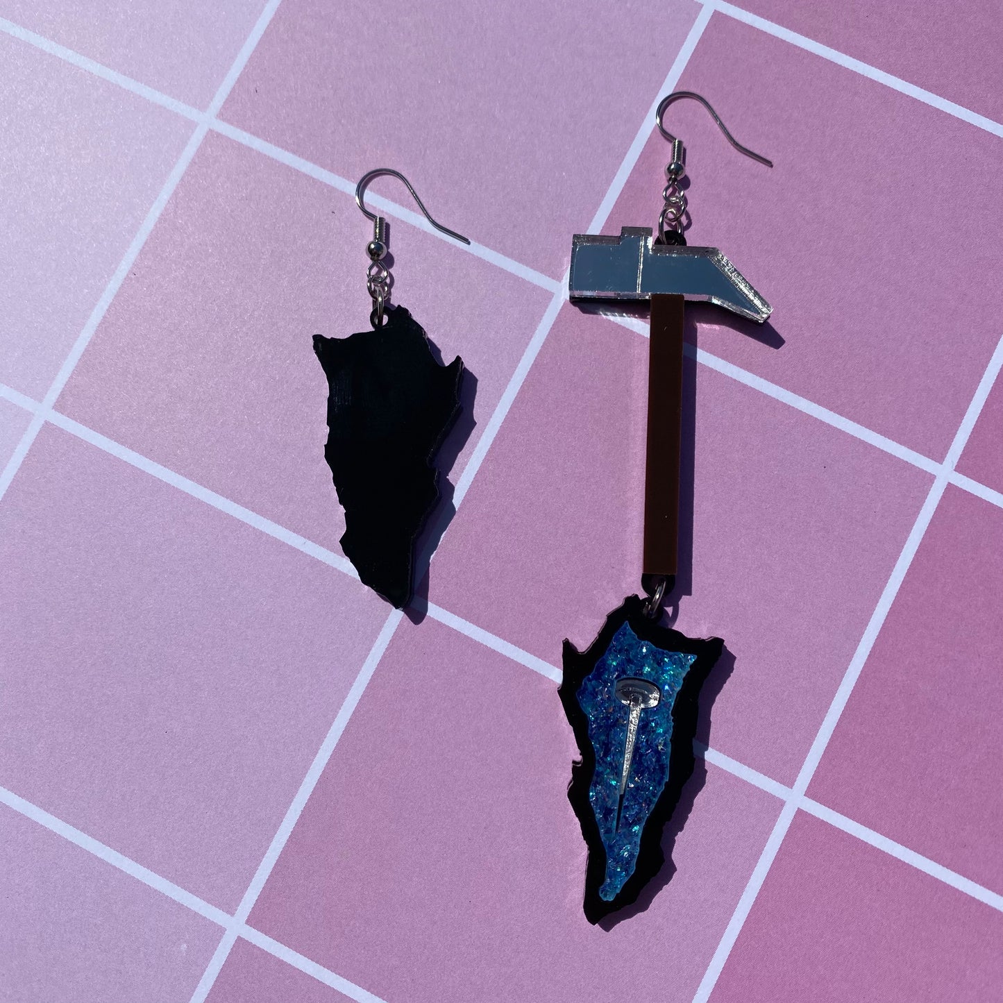 Cursed Hammer and Nail Acrylic Earrings