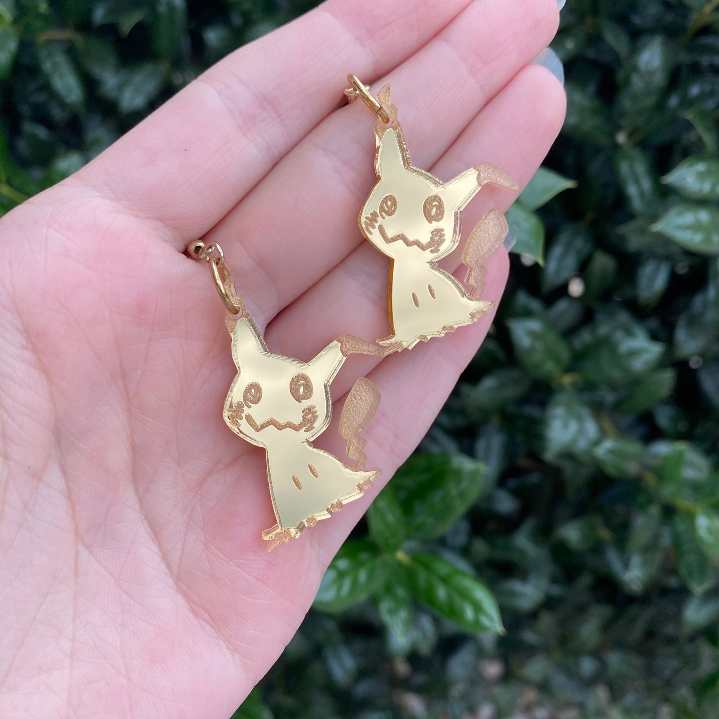 Mimikyu Golden Mirror Acrylic Earrings