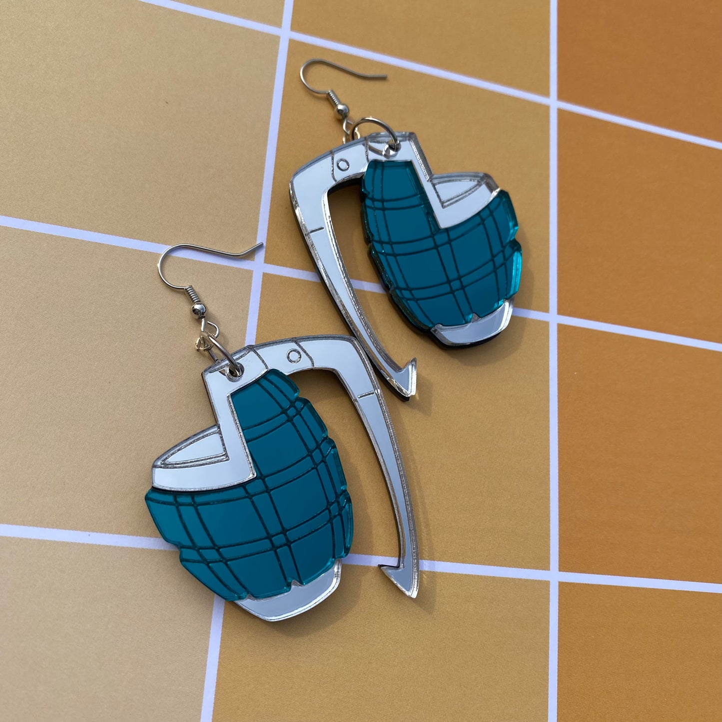 Grenade Gauntlets Large Acrylic Earrings