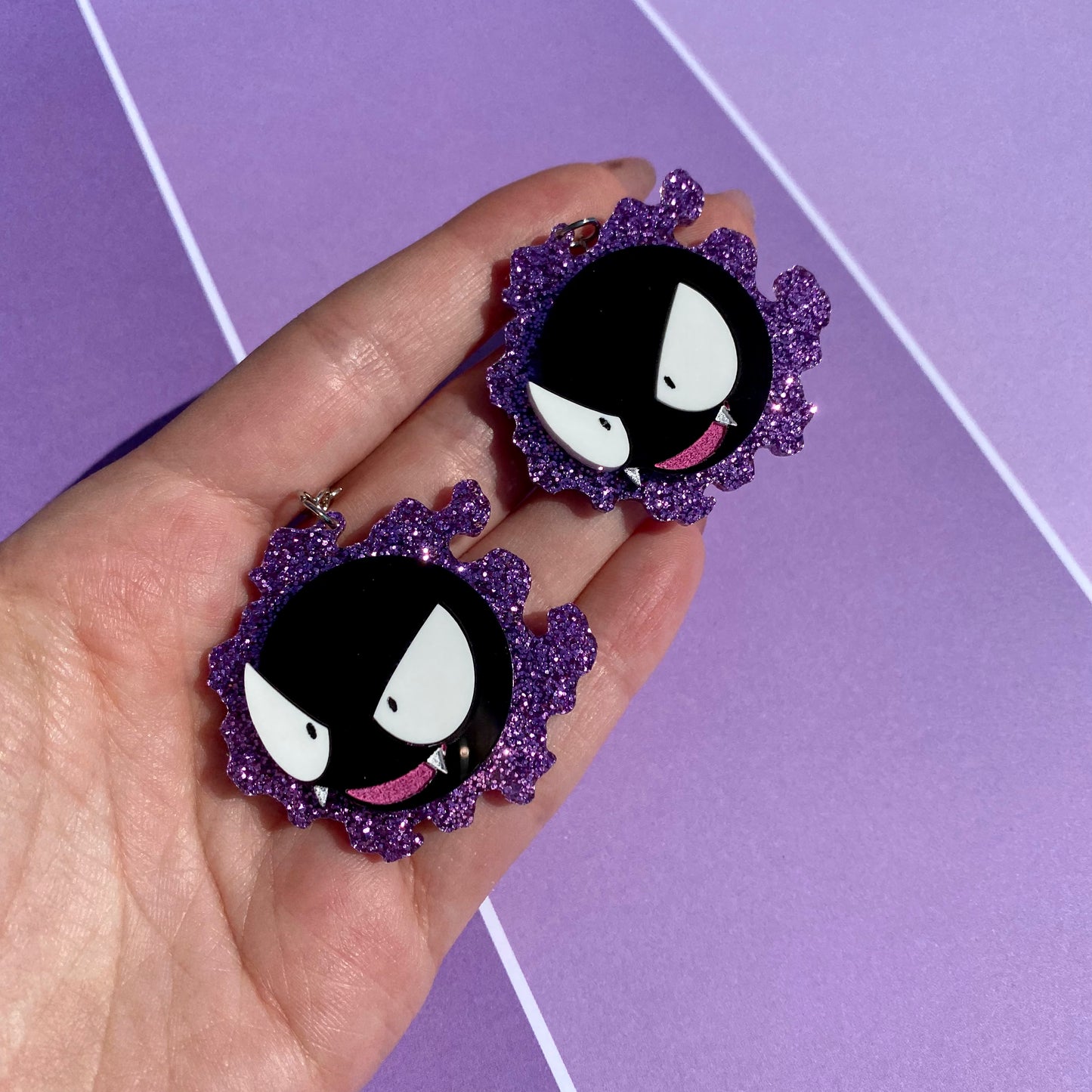 Gastly Mega Glitter Acrylic Earrings