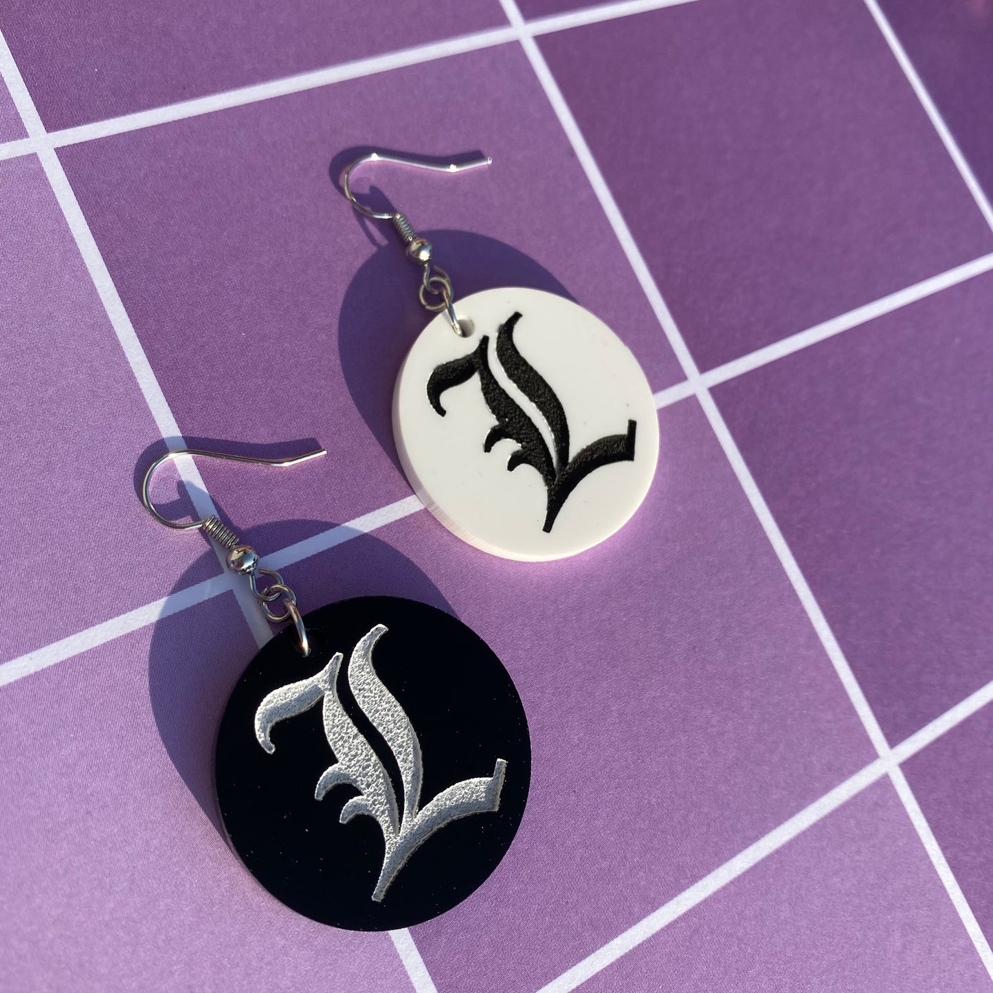 Black and White L Acrylic Earrings