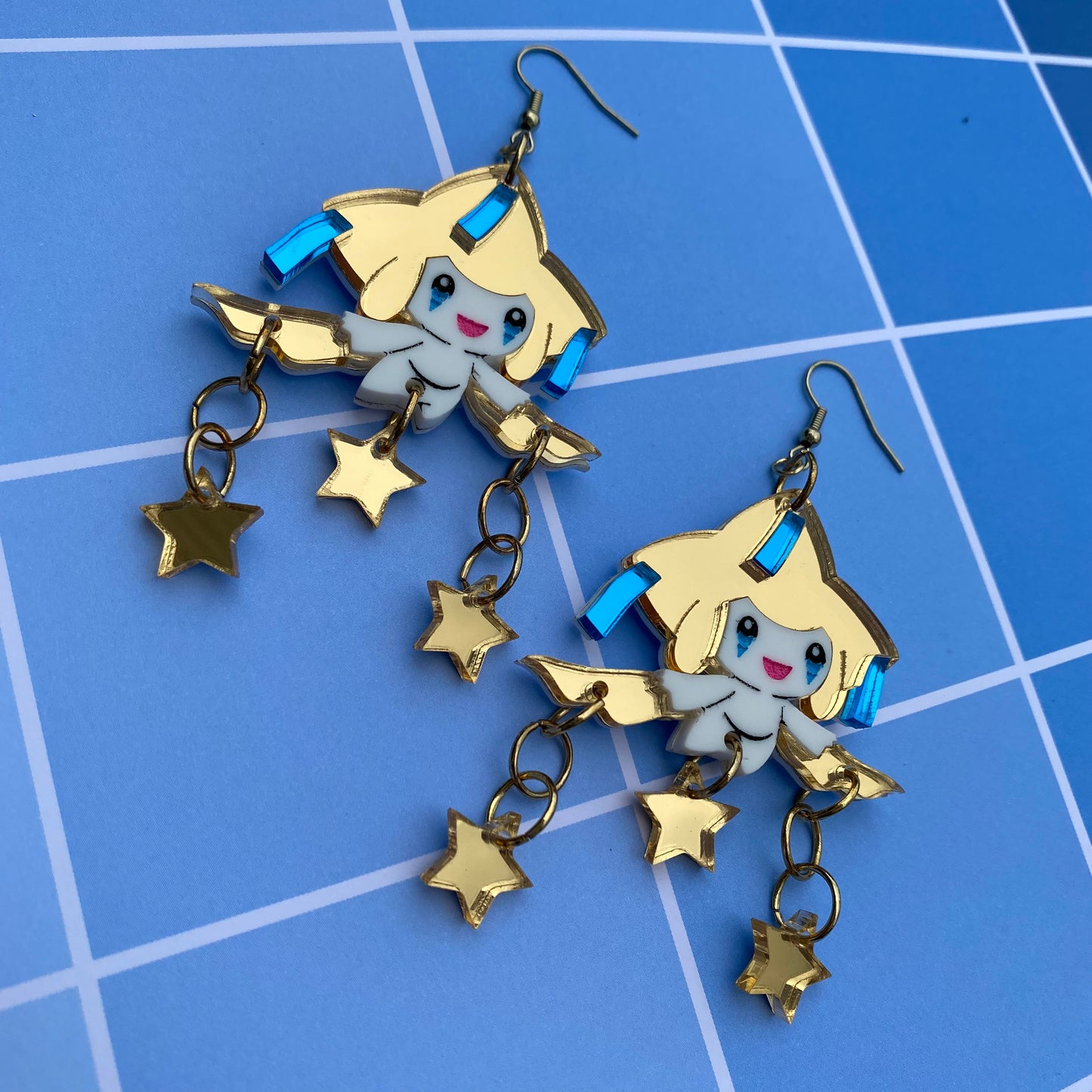 Jirachi Golden Star Acrylic Earrings