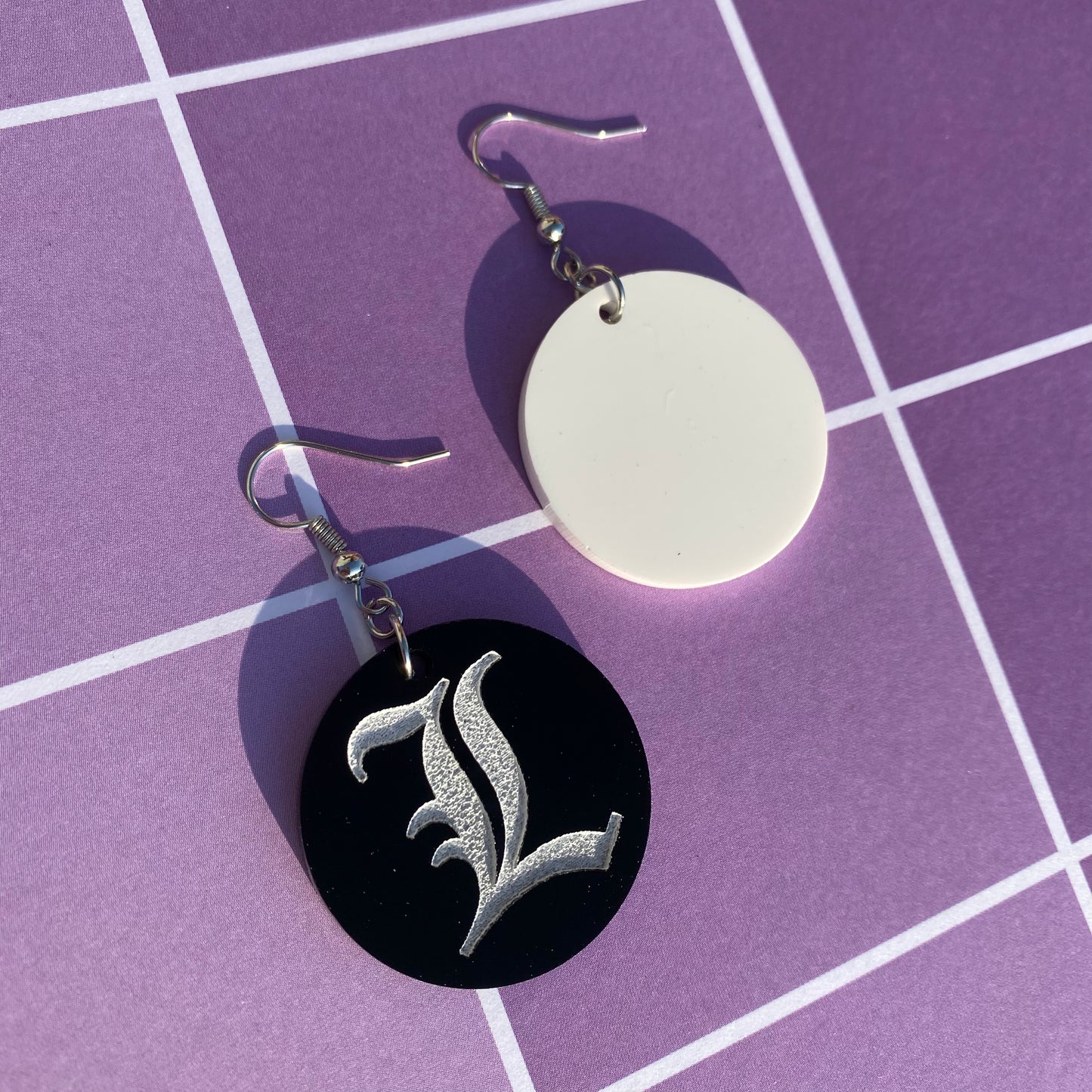 Black and White L Acrylic Earrings