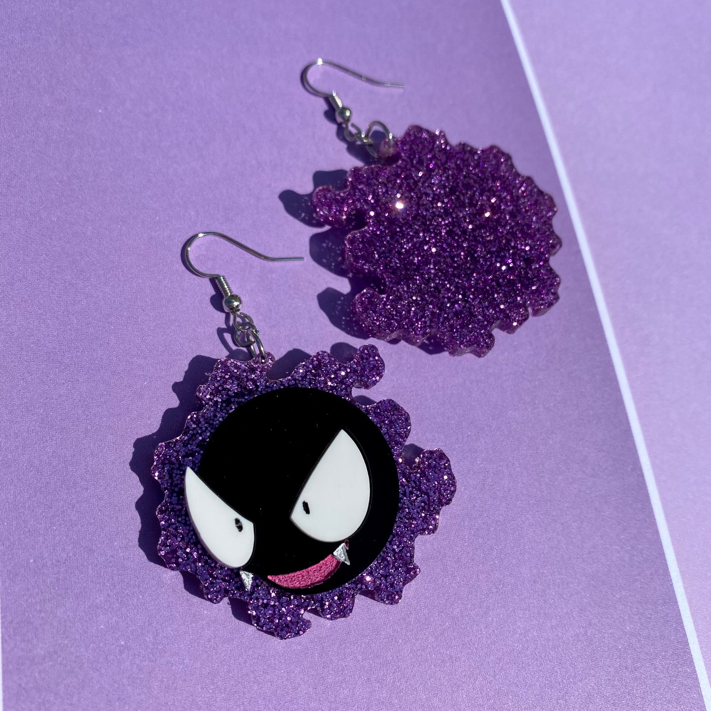 Gastly Mega Glitter Acrylic Earrings