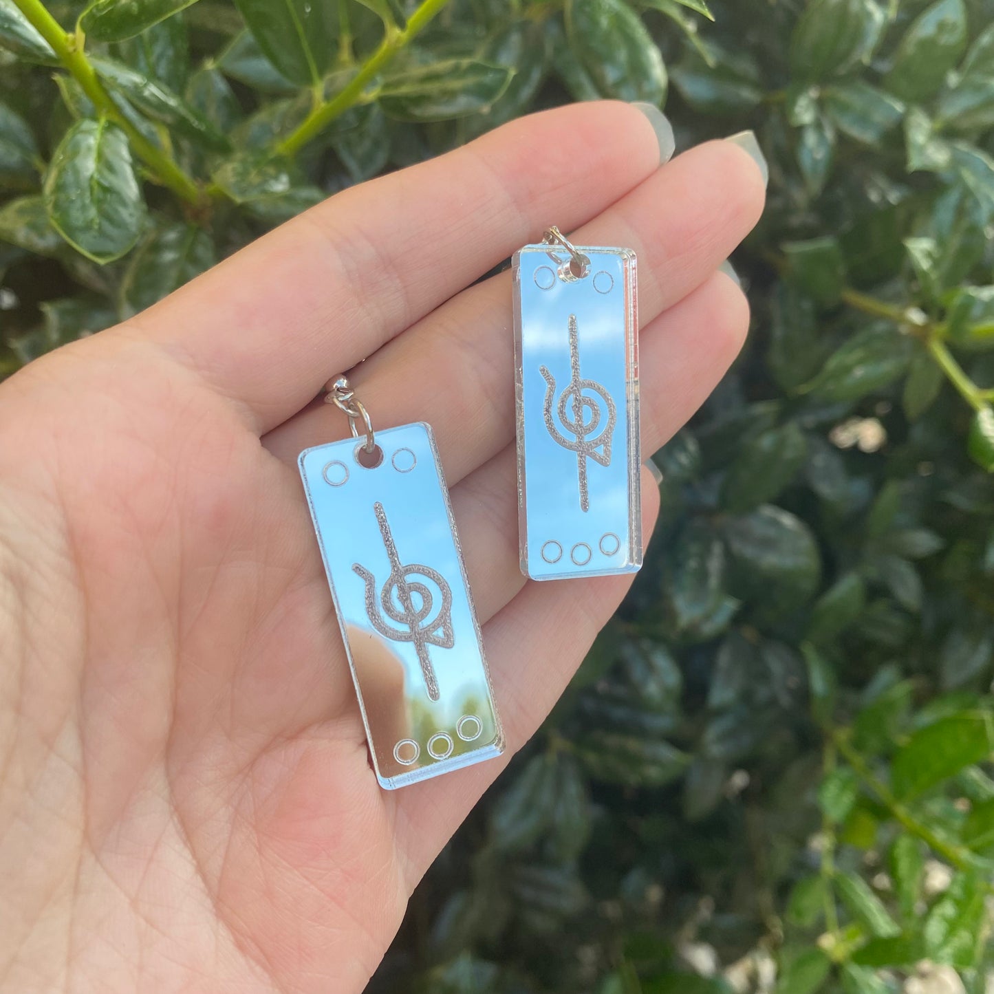 Slashed Konoha Mirror Acrylic Earrings
