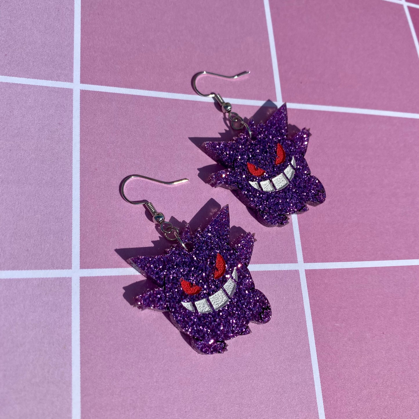 Gengar Mega Glitter Acrylic Earrings