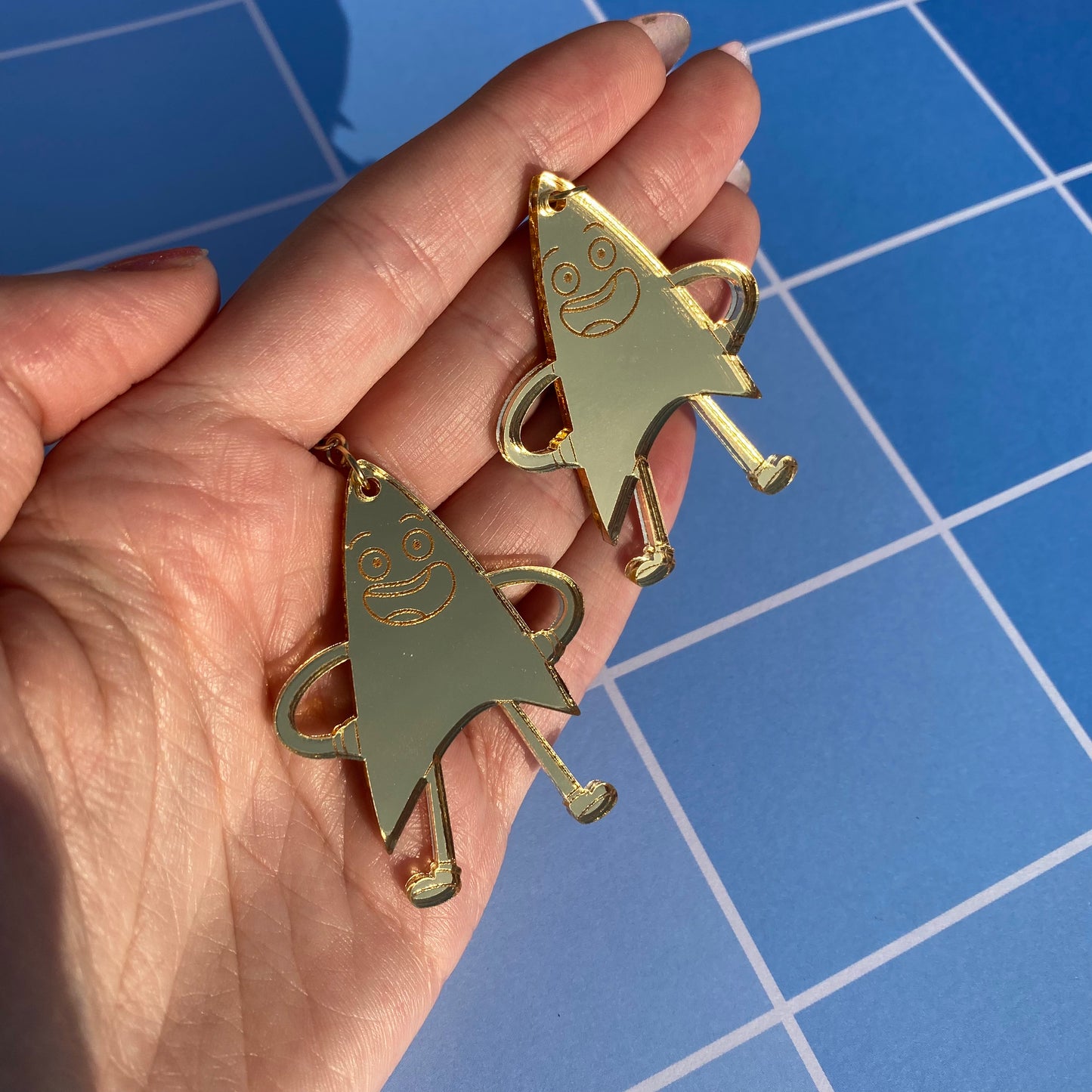 Badgey Gold Acrylic Earrings