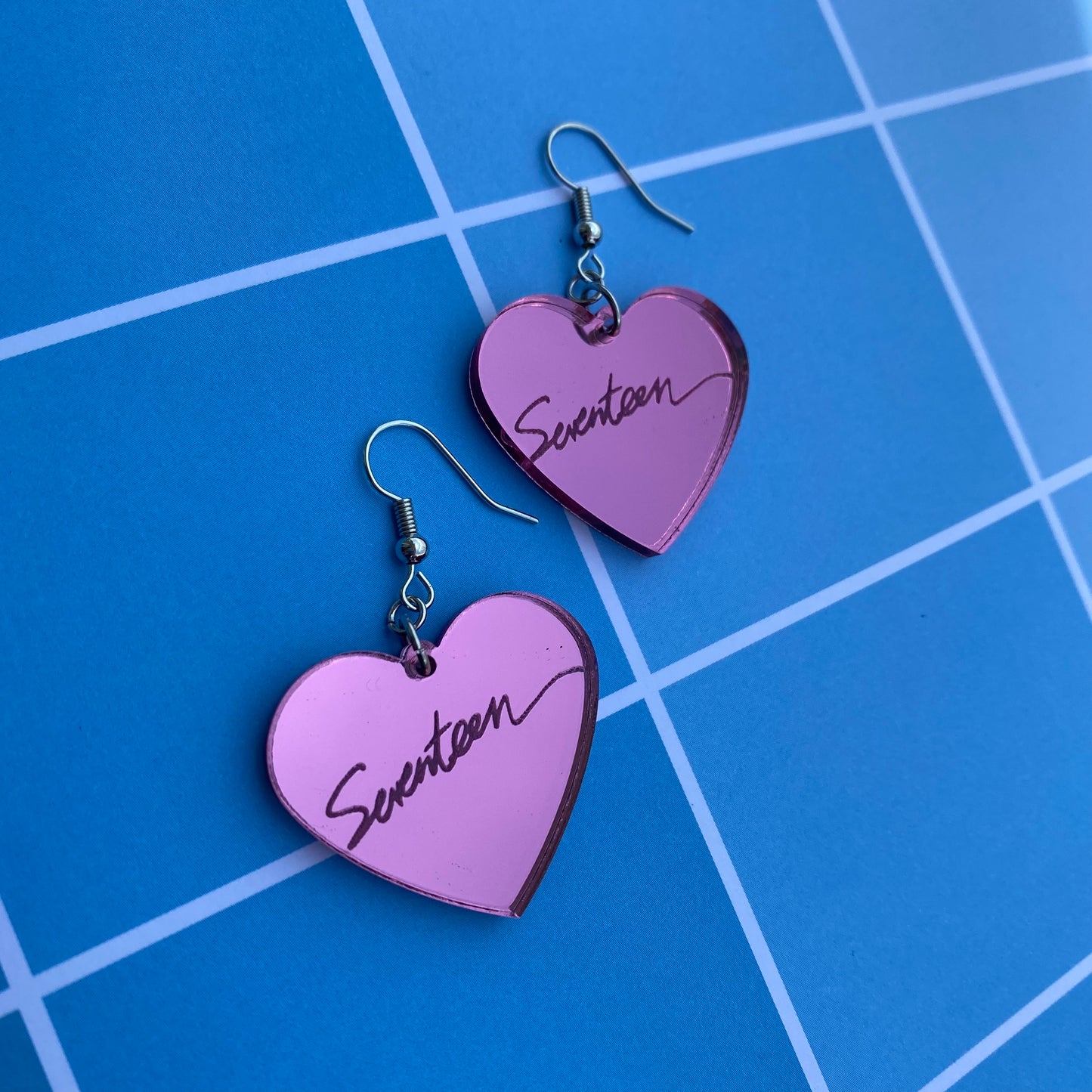 Seventeen Pink Mirrored Acrylic Earrings