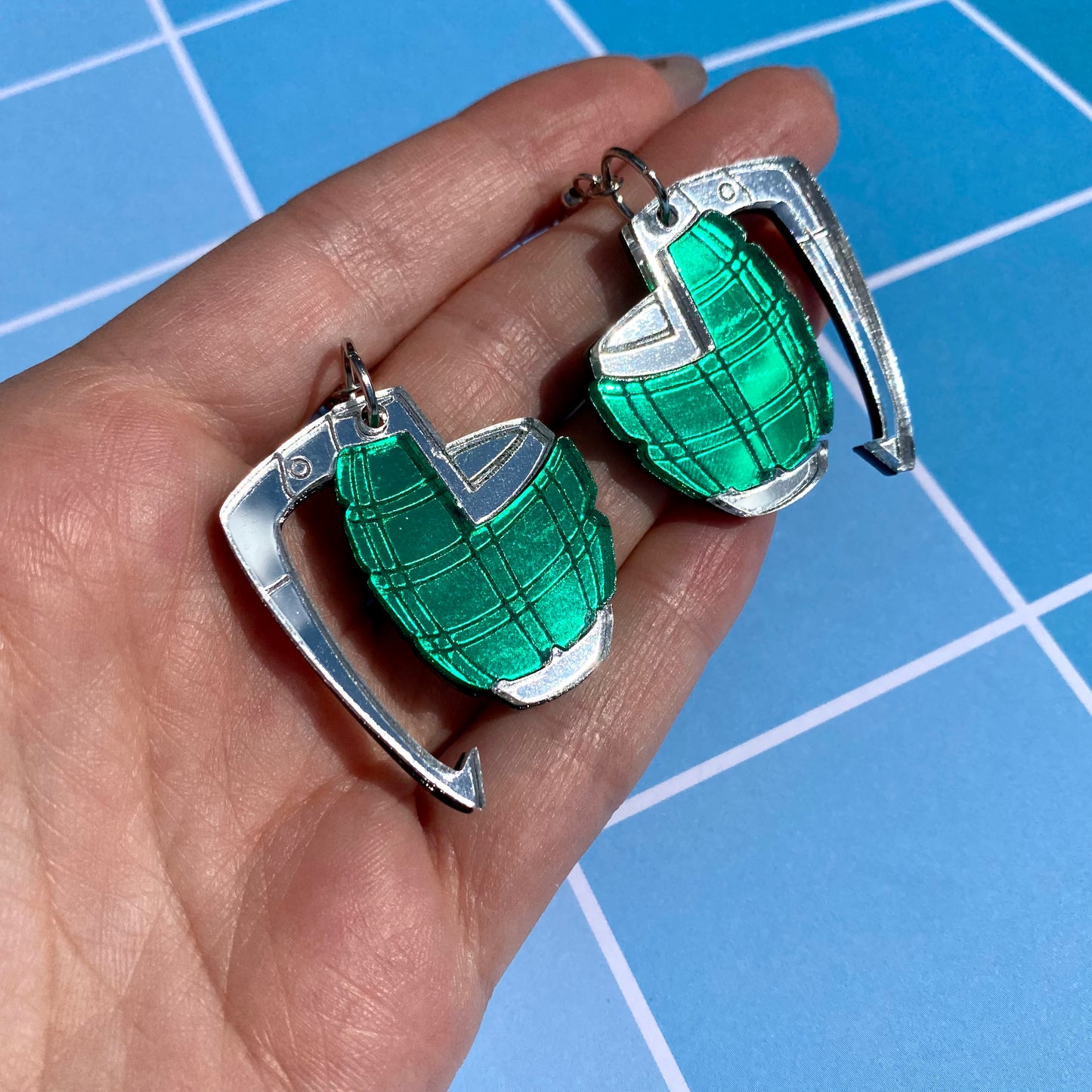 Grenade Gauntlets Small Acrylic Earrings