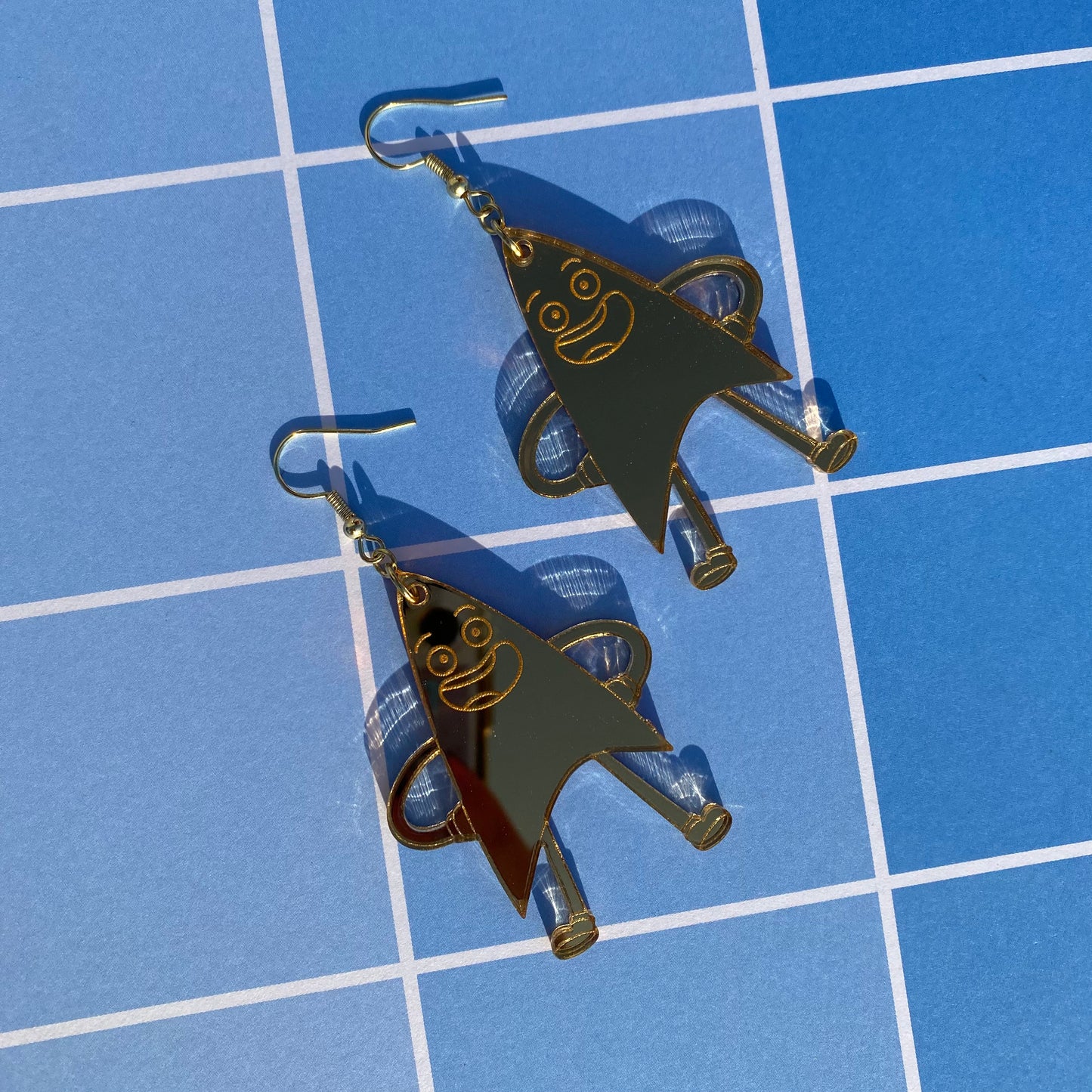 Badgey Gold Acrylic Earrings