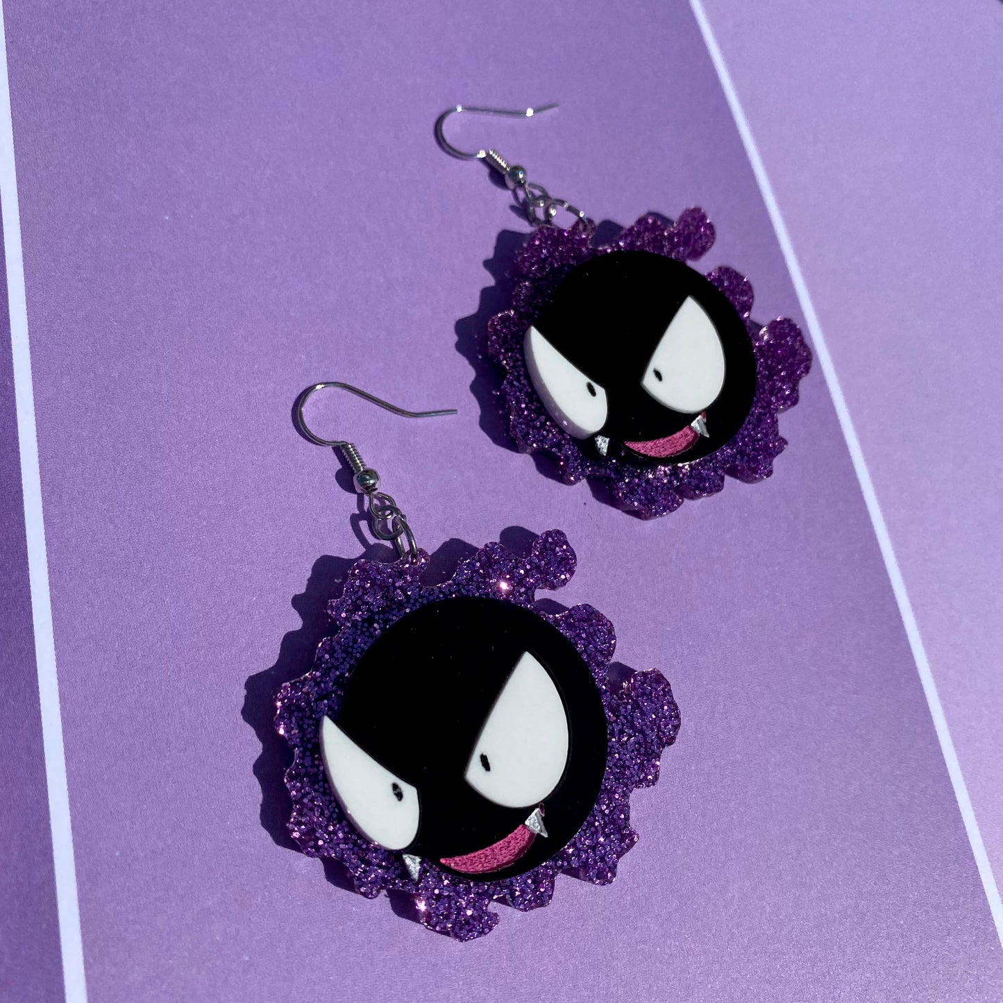 Gastly Mega Glitter Acrylic Earrings