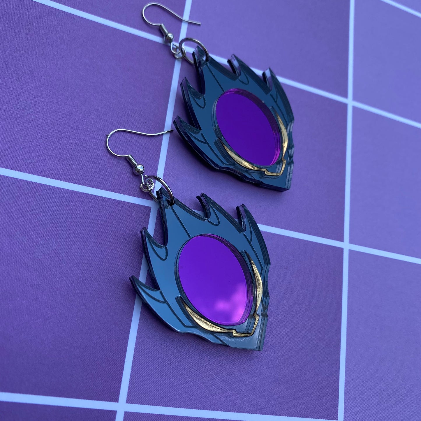 Zero’s Mask Mirrored Acrylic Earrings
