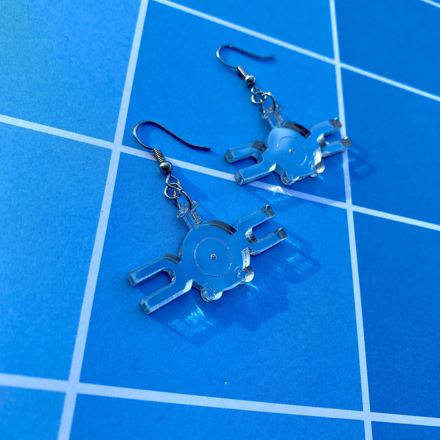 Magnemite Small Silver Acrylic Earrings