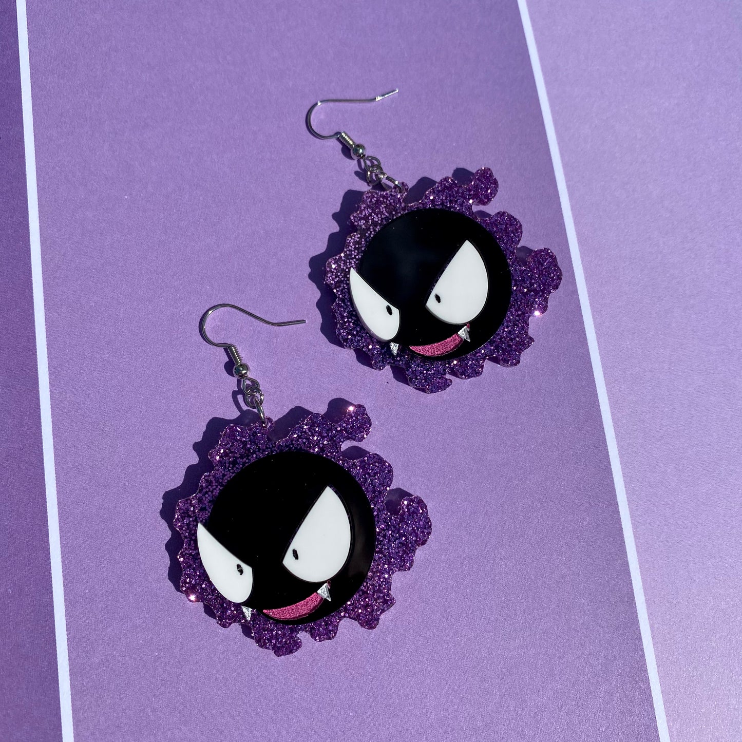 Gastly Mega Glitter Acrylic Earrings