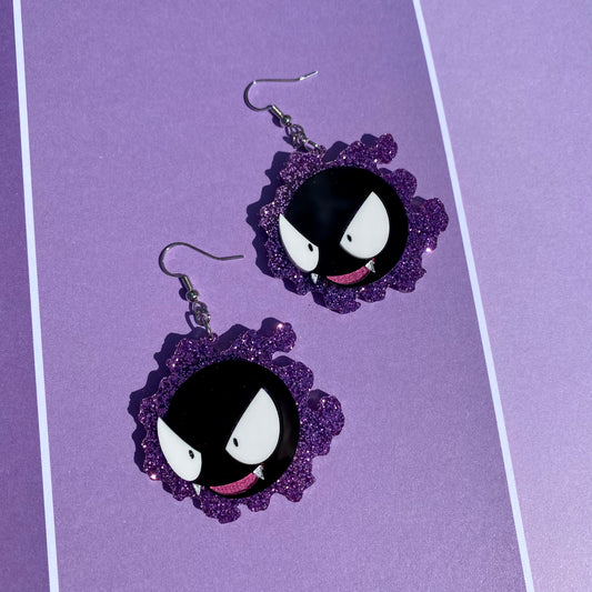 Gastly Mega Glitter Acrylic Earrings