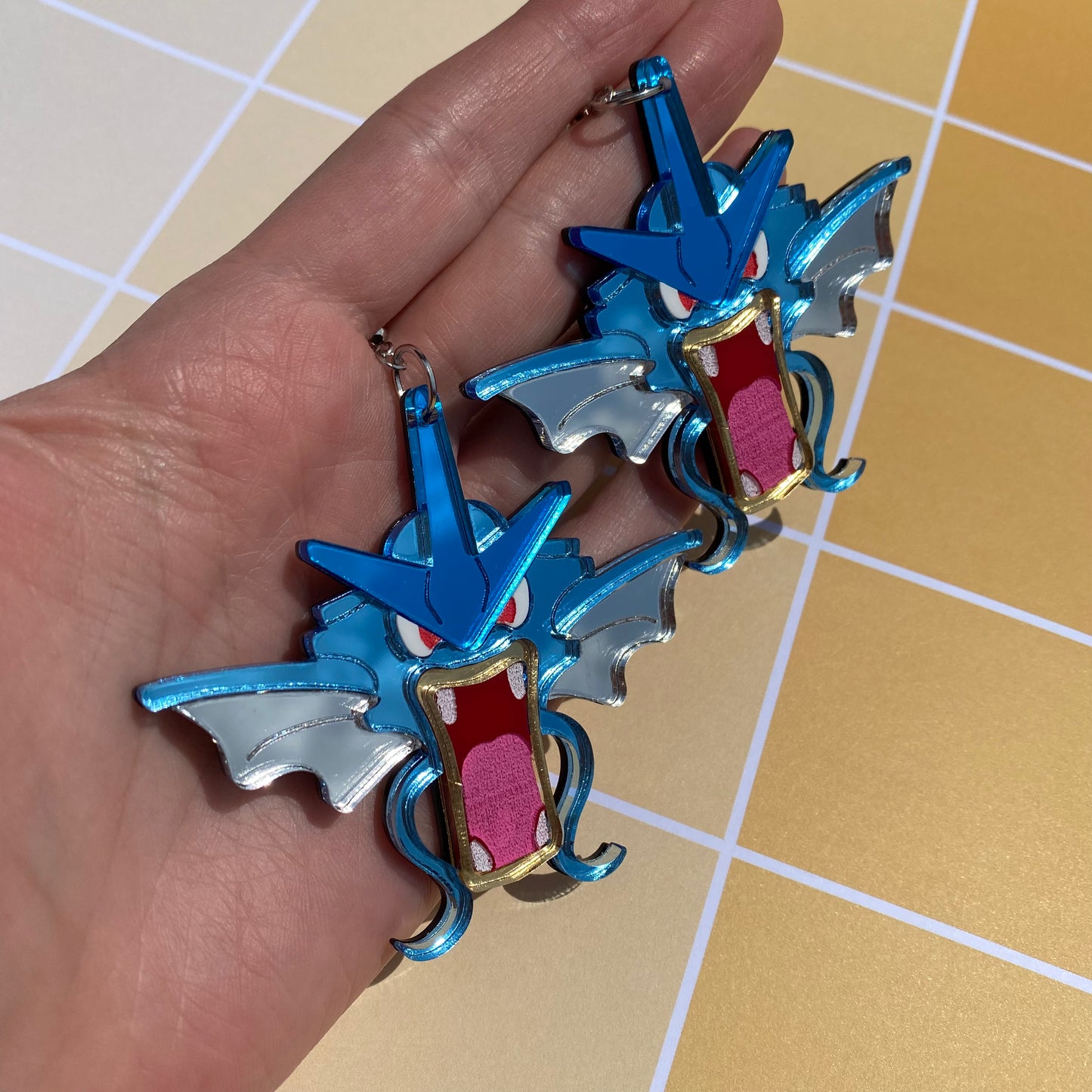 Gyarados Blue Mirror Acrylic Earrings