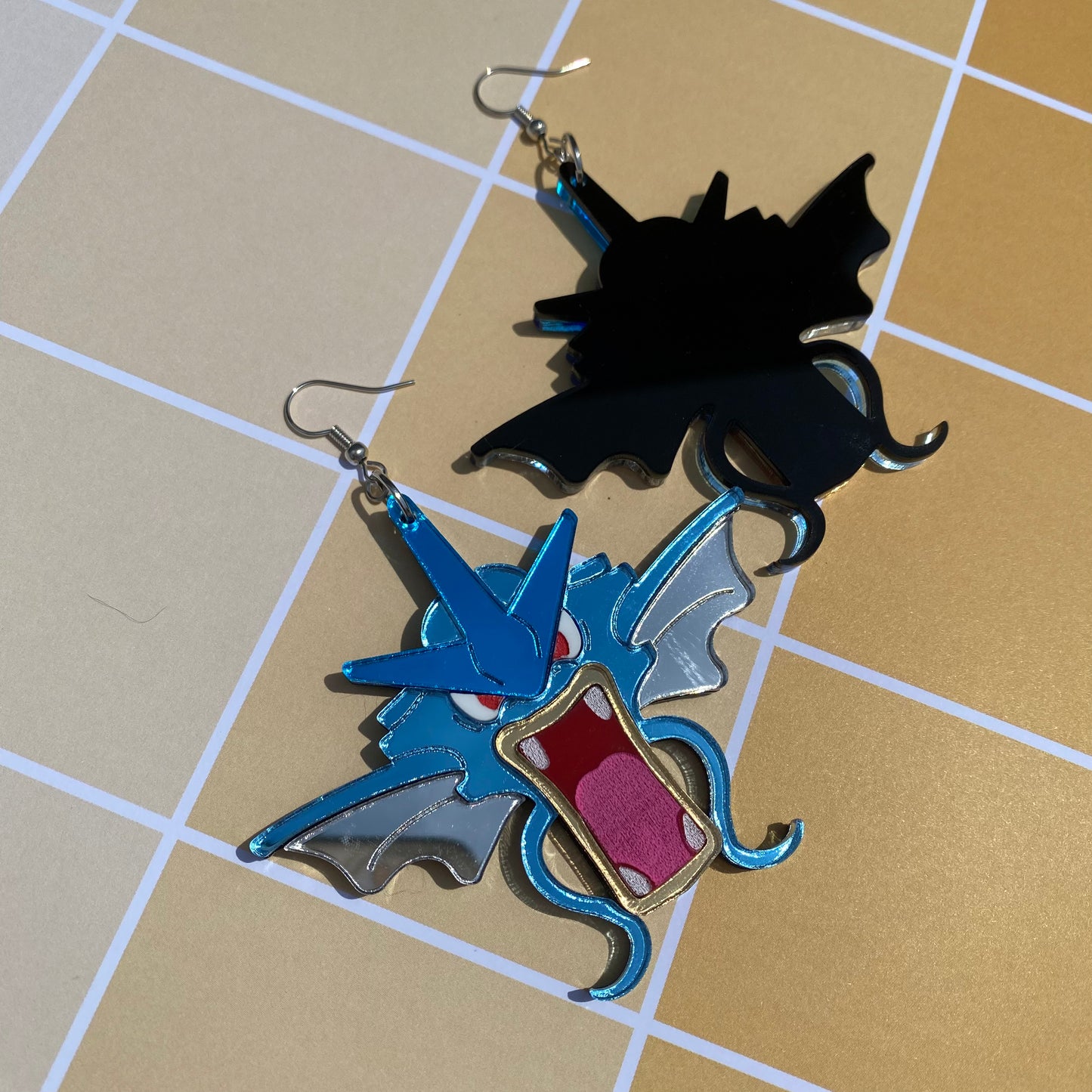 Gyarados Blue Mirror Acrylic Earrings