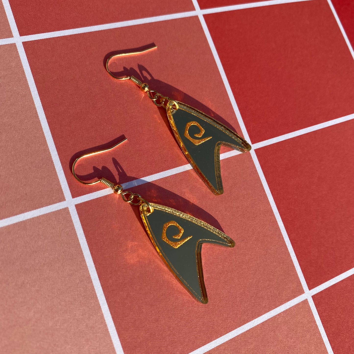 Gold TOS Badge Acrylic Earrings