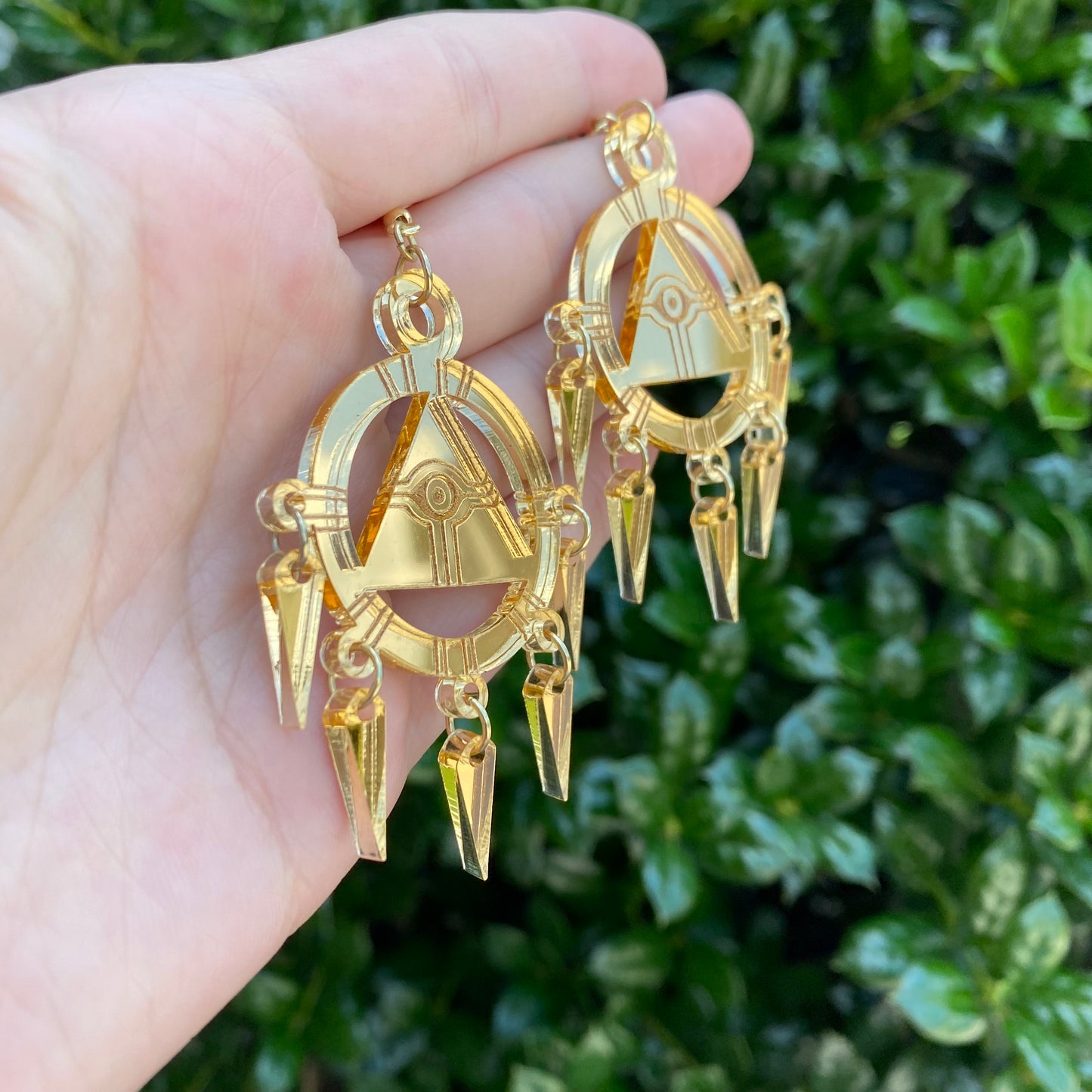 Millennium Ring Gold Mirror Acrylic Earrings