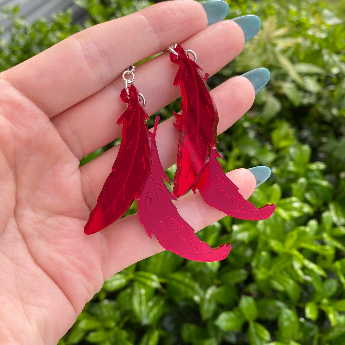 Red Hawks Feathers Acrylic Earrings