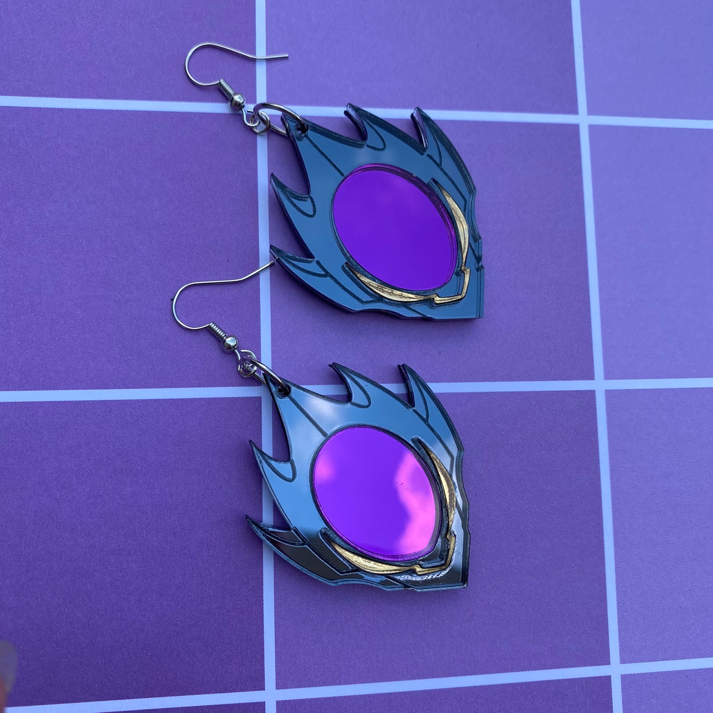 Zero’s Mask Mirrored Acrylic Earrings