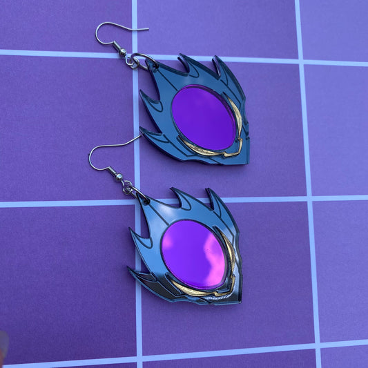 Zero’s Mask Mirrored Acrylic Earrings