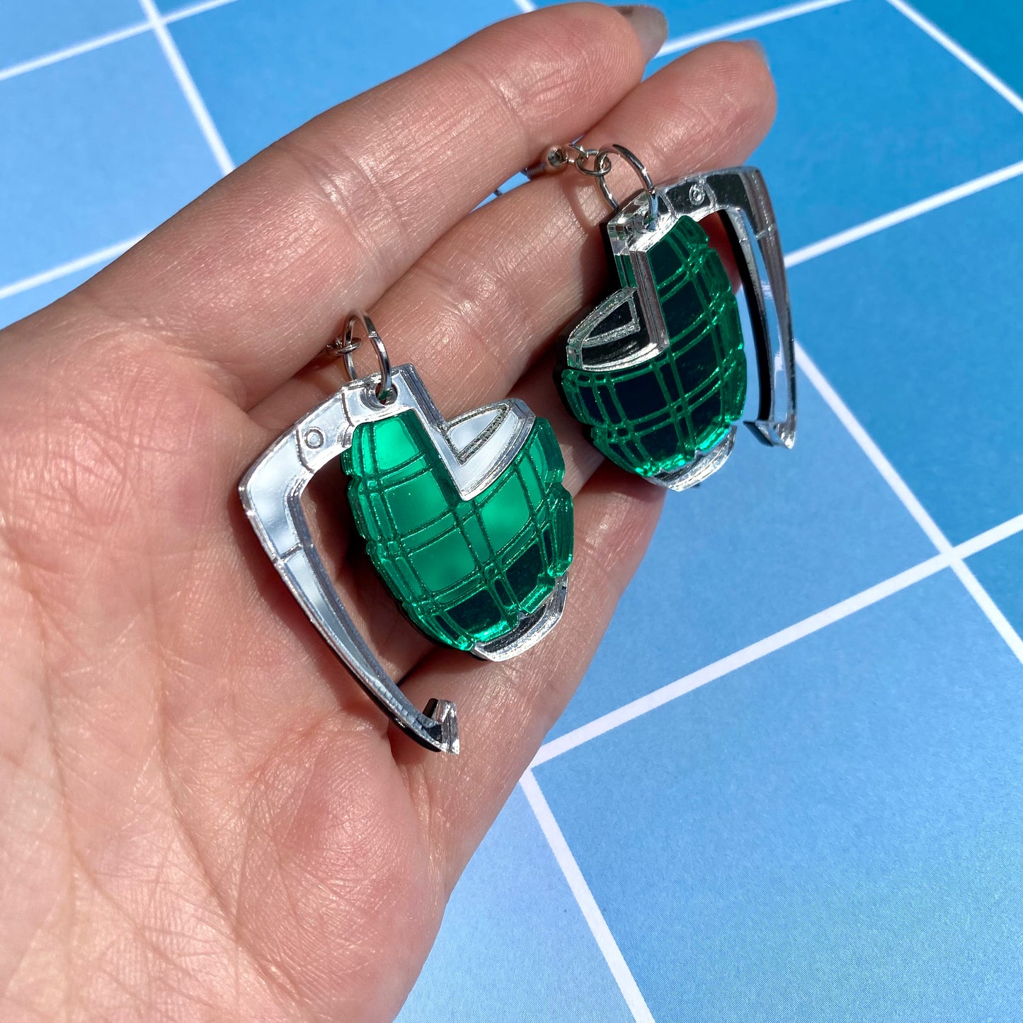 Grenade Gauntlets Small Acrylic Earrings