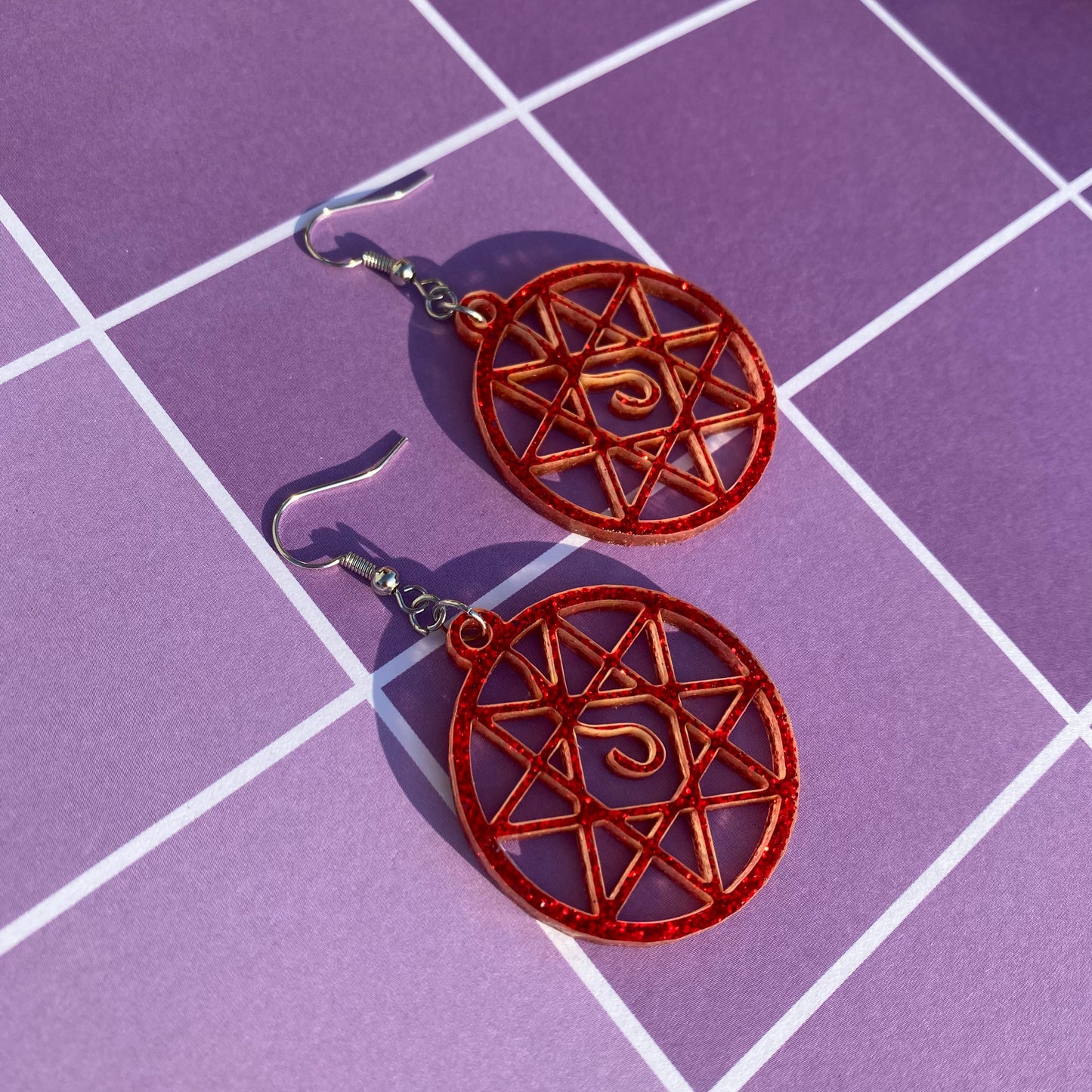 Glitter Alphonse Blood Seal Acrylic Earrings