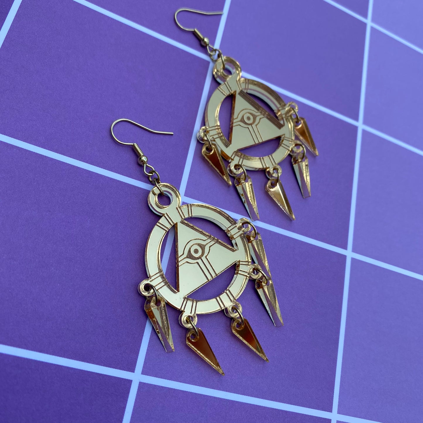 Millennium Ring Gold Mirror Acrylic Earrings