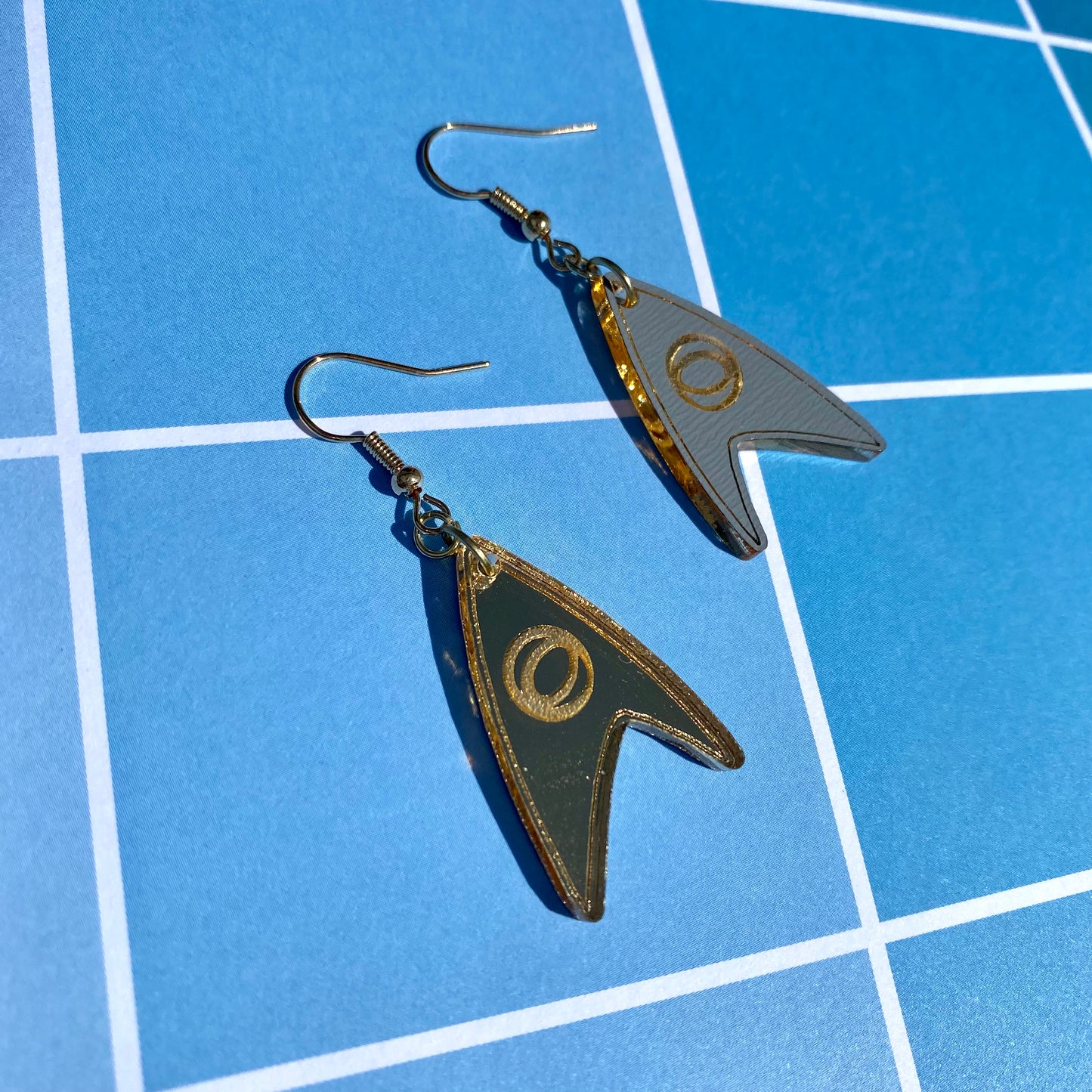 Gold TOS Badge Acrylic Earrings