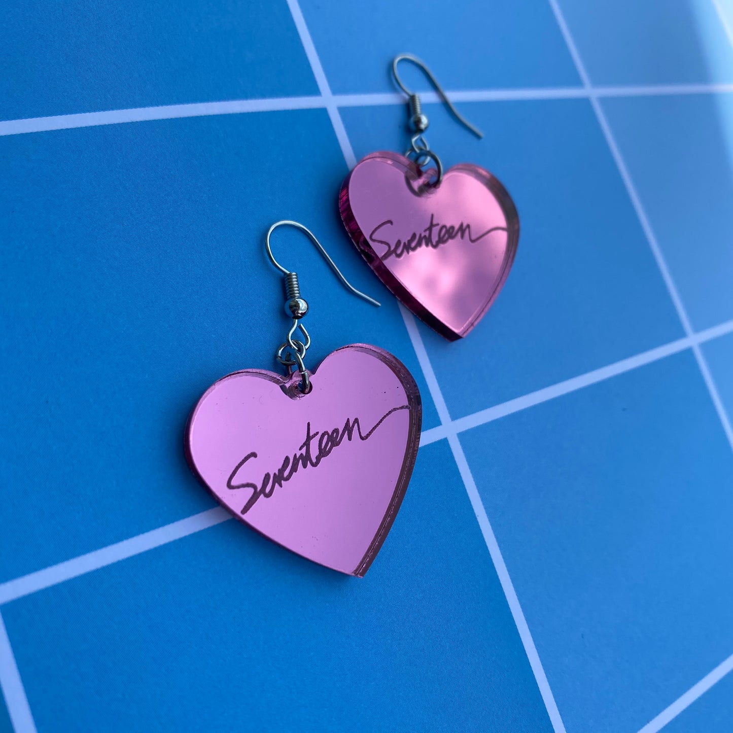 Seventeen Pink Mirrored Acrylic Earrings