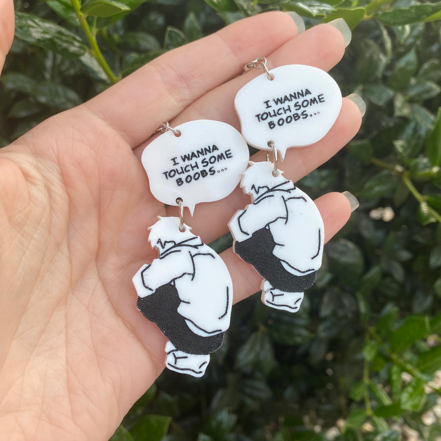 “I just wanna touch some boobs….” Chainsaw Man Inspired Acrylic Earrings