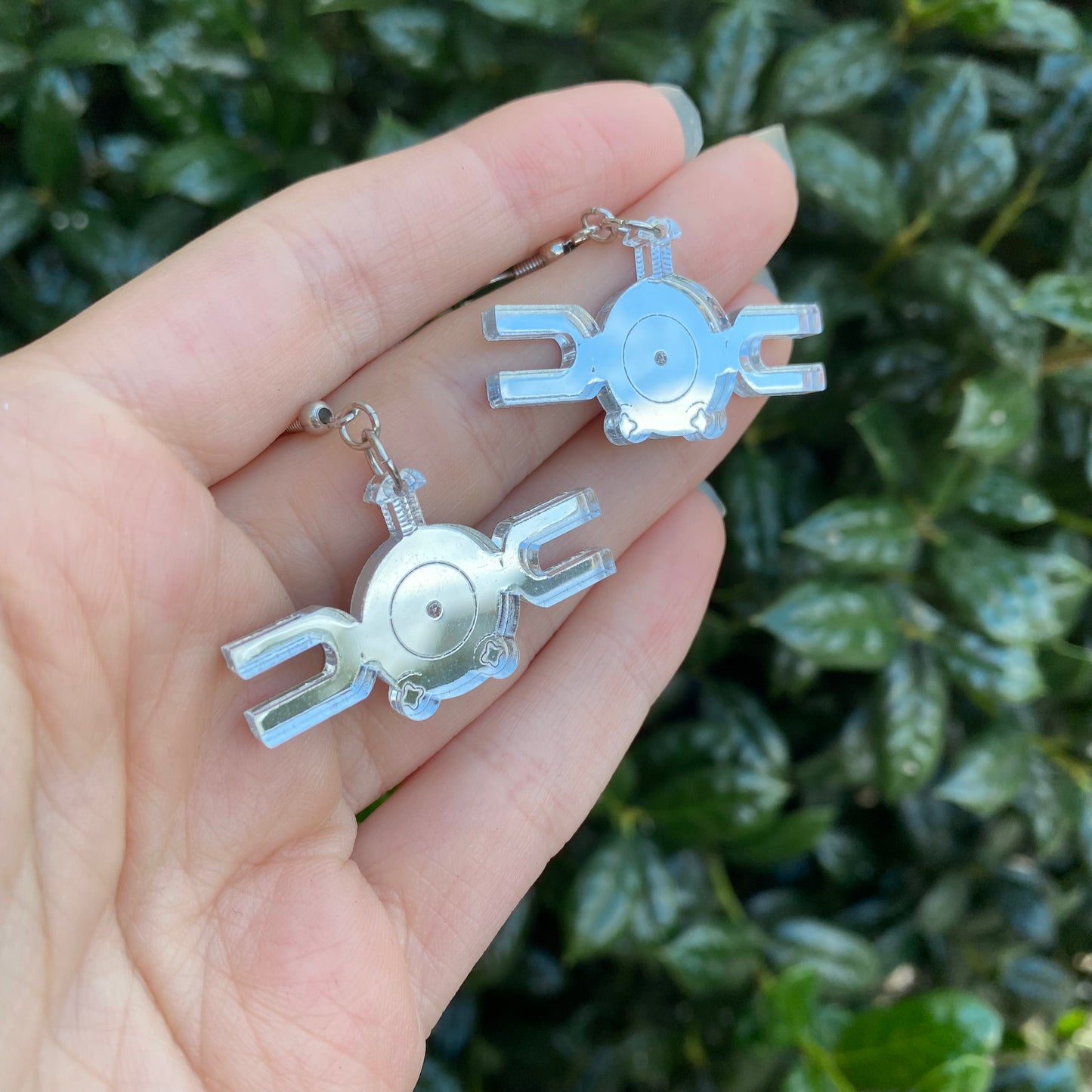 Magnemite Small Silver Acrylic Earrings