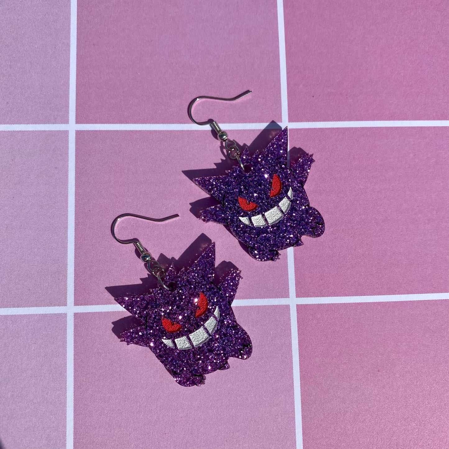 Gengar Mega Glitter Acrylic Earrings