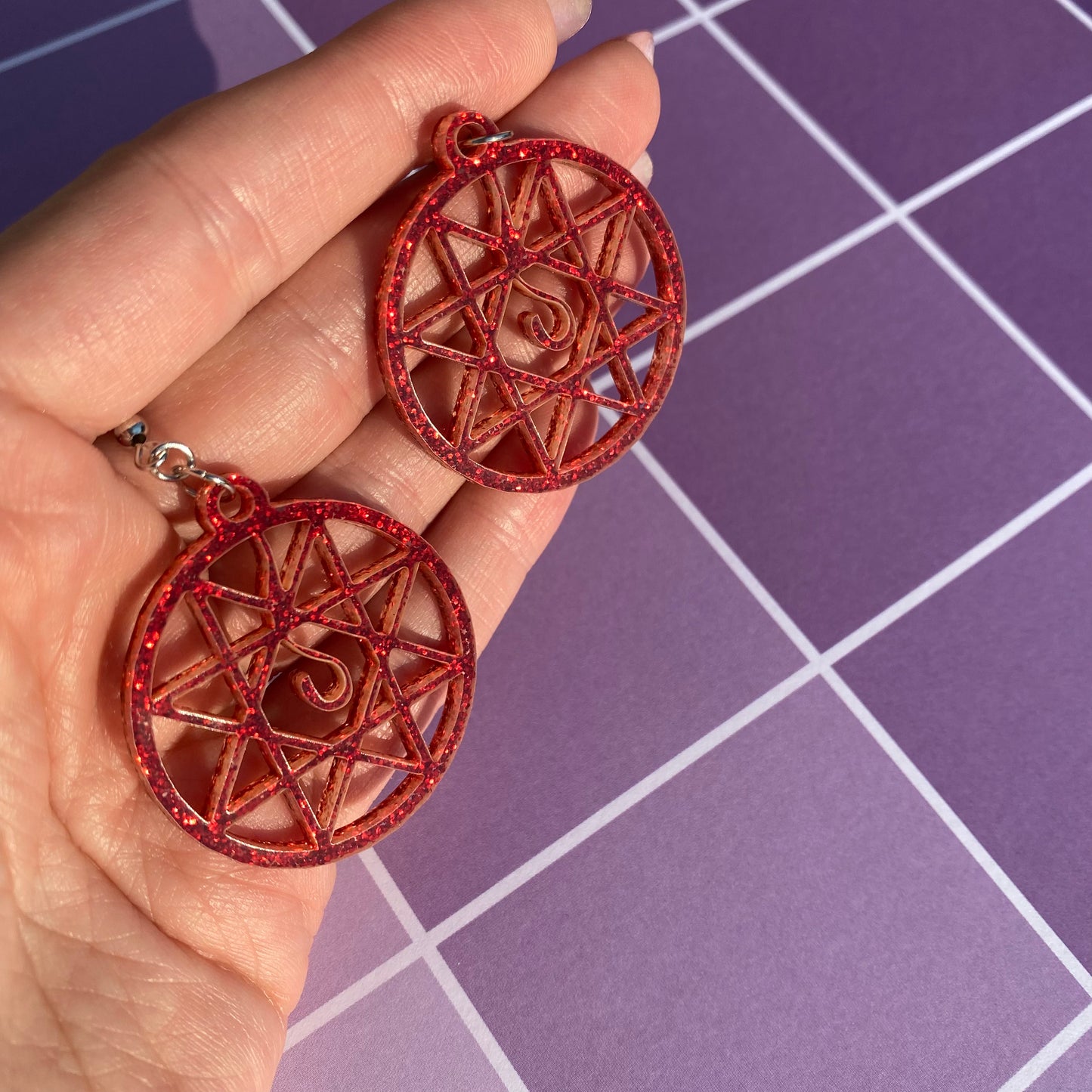 Glitter Alphonse Blood Seal Acrylic Earrings