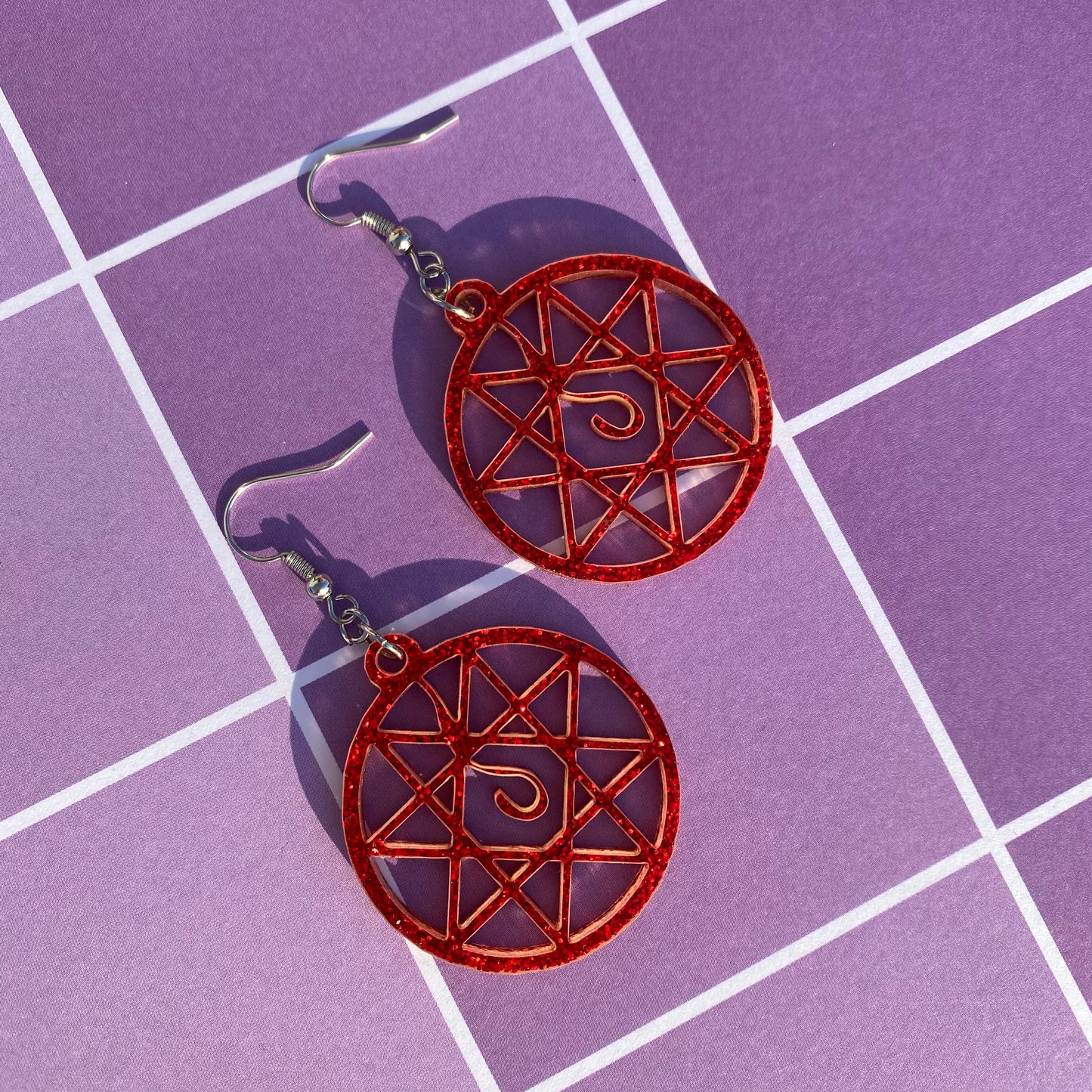 Glitter Alphonse Blood Seal Acrylic Earrings