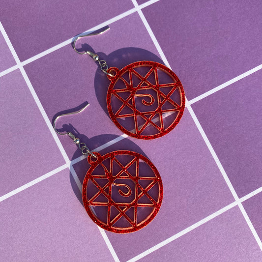 Glitter Alphonse Blood Seal Acrylic Earrings